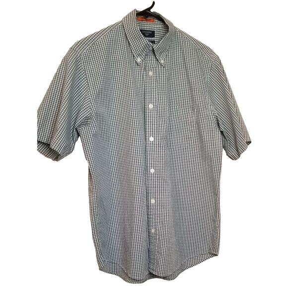 Dockers Mens Casual Green Plaid Short Sleeve Shirt Stain Defender Button Up Sz M - Picture 1 of 8